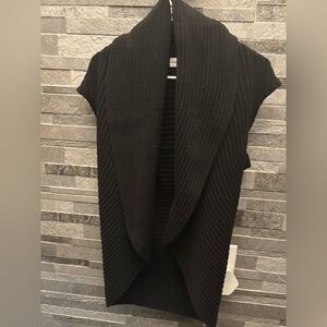 Saks Fifth Avenue Black Open-Front Sweater Vest